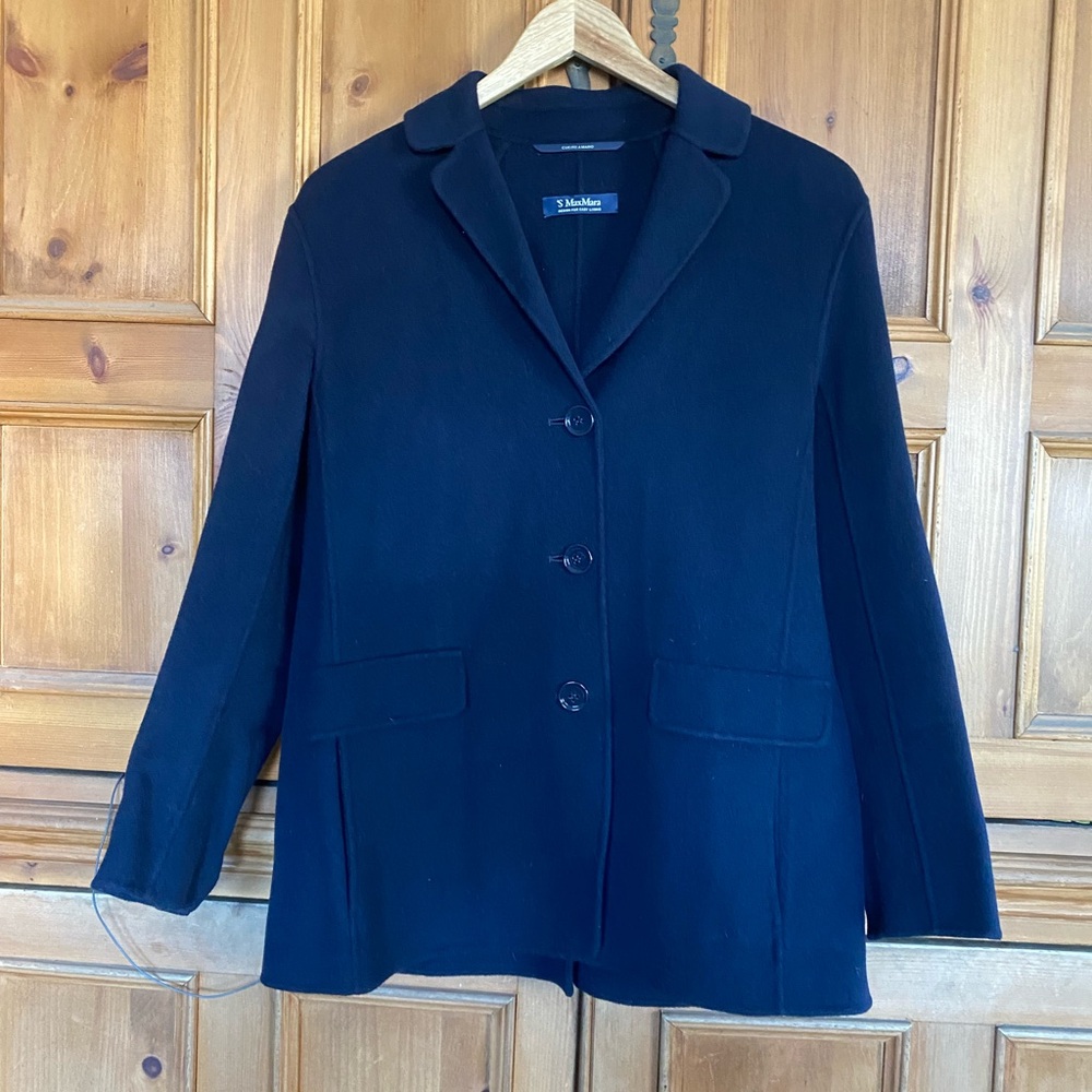 S Max Mara Navy Wool Blazer Jacket, Size 38